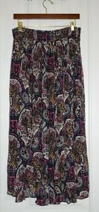 Anthropologie Debra Maxi Skirt Metallic Purple Motif Women's sz. S